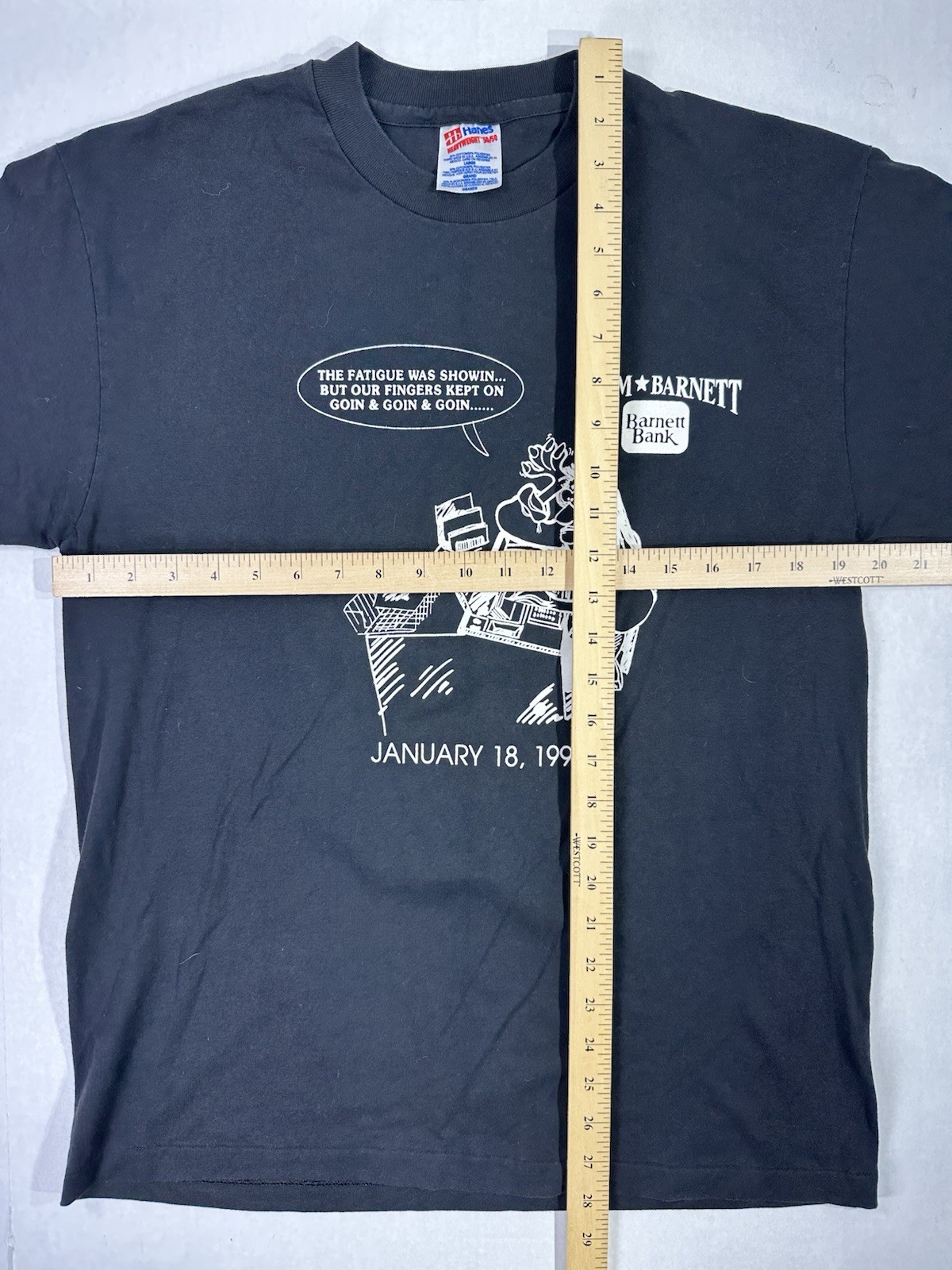Vintage 90s Barnett Bank Proof Dept T-Shirt 1994 Graphic Tee Hanes 50/50 Large gallery