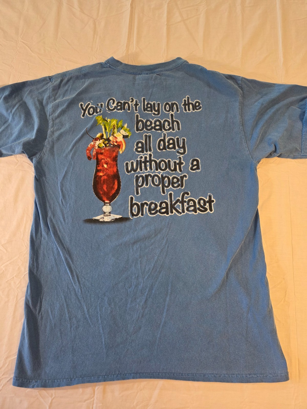 Lay on the Beach w/Breakfast Graphic T-shirt Tropical Beach Summer Vacation Lg gallery