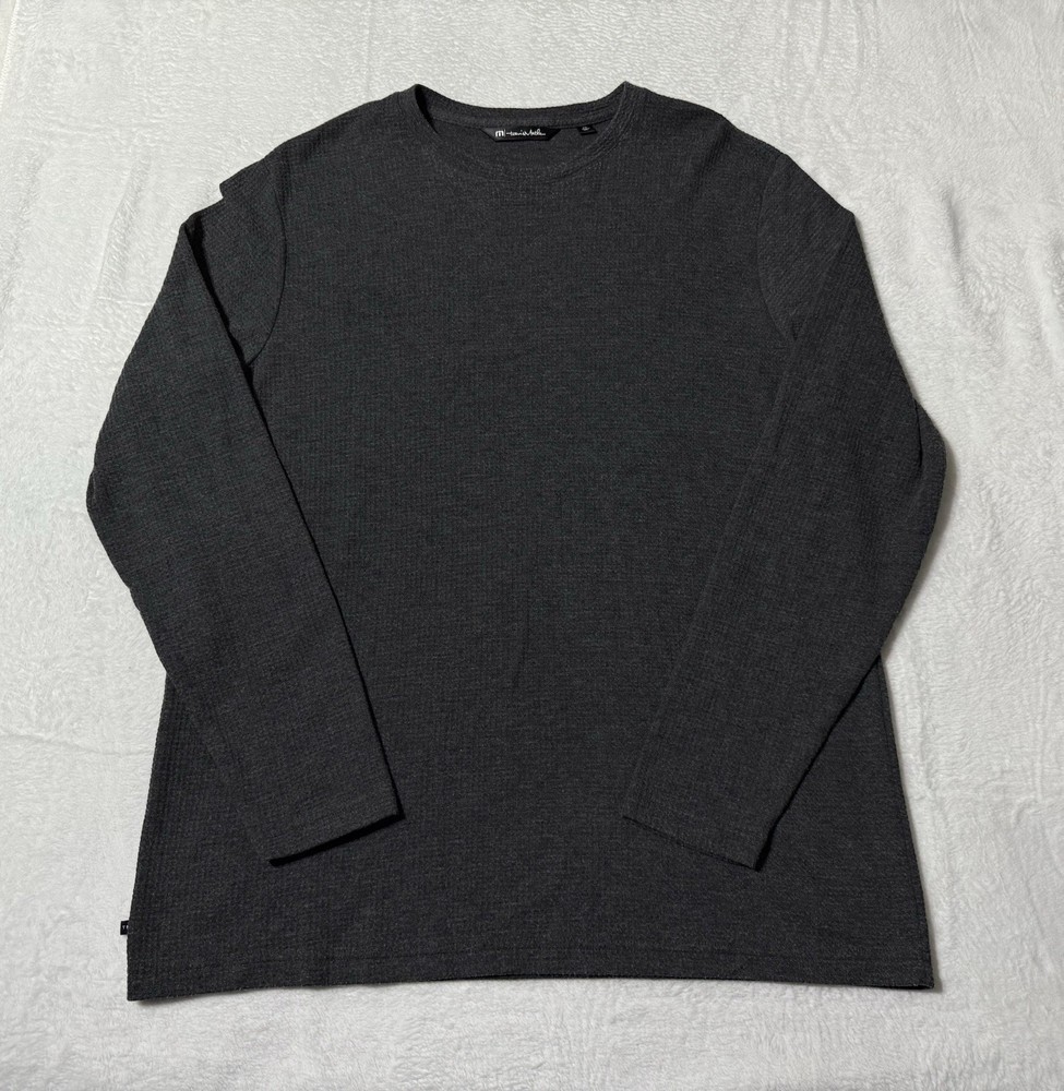 Travis Mathew Cloud Waffle Crew Shirt Sweatshirt Mens 3XL Charcoal Gray Pullover