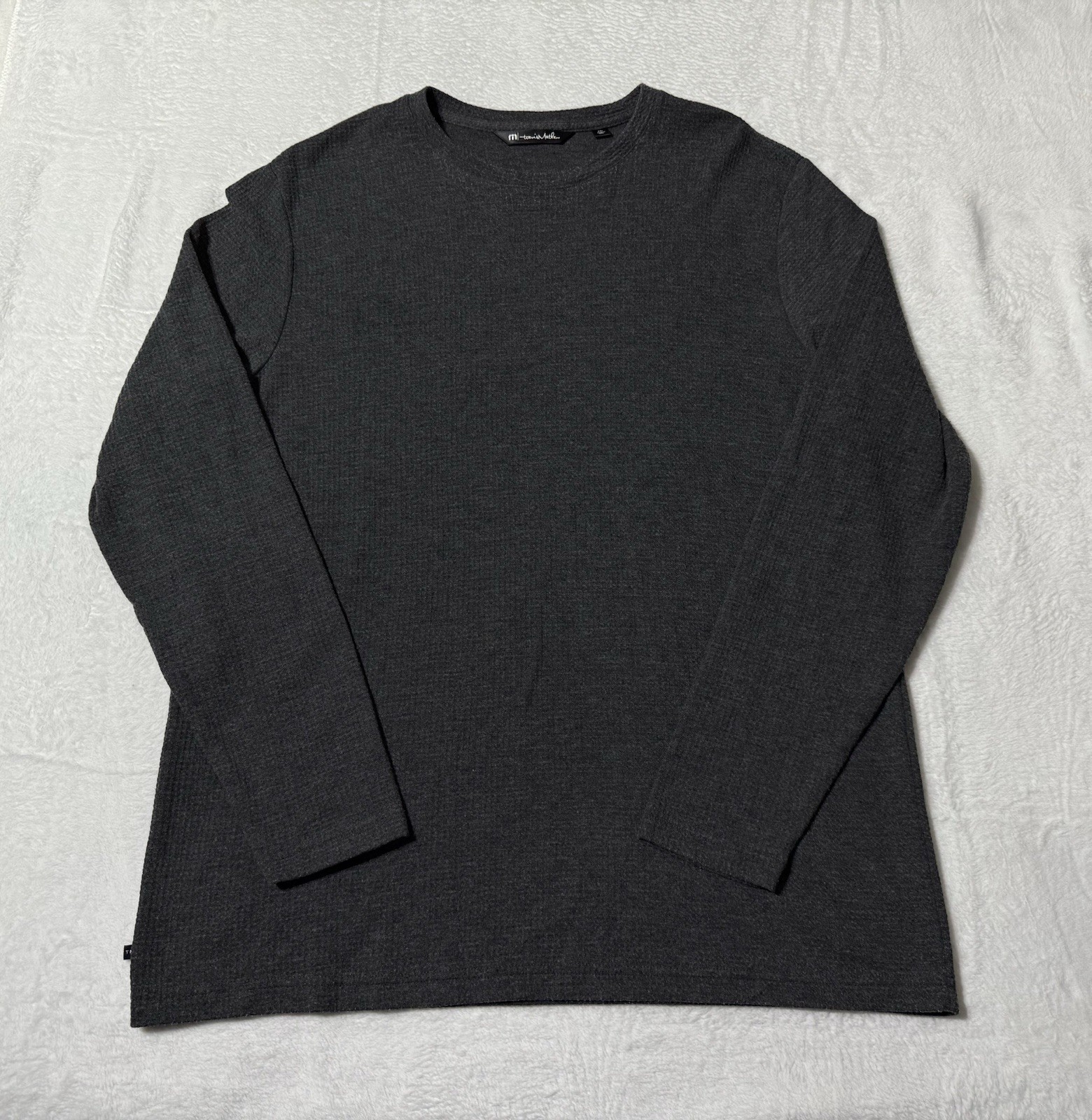 Travis Mathew Cloud Waffle Crew Shirt Sweatshirt Mens 3XL Charcoal Gray Pullover