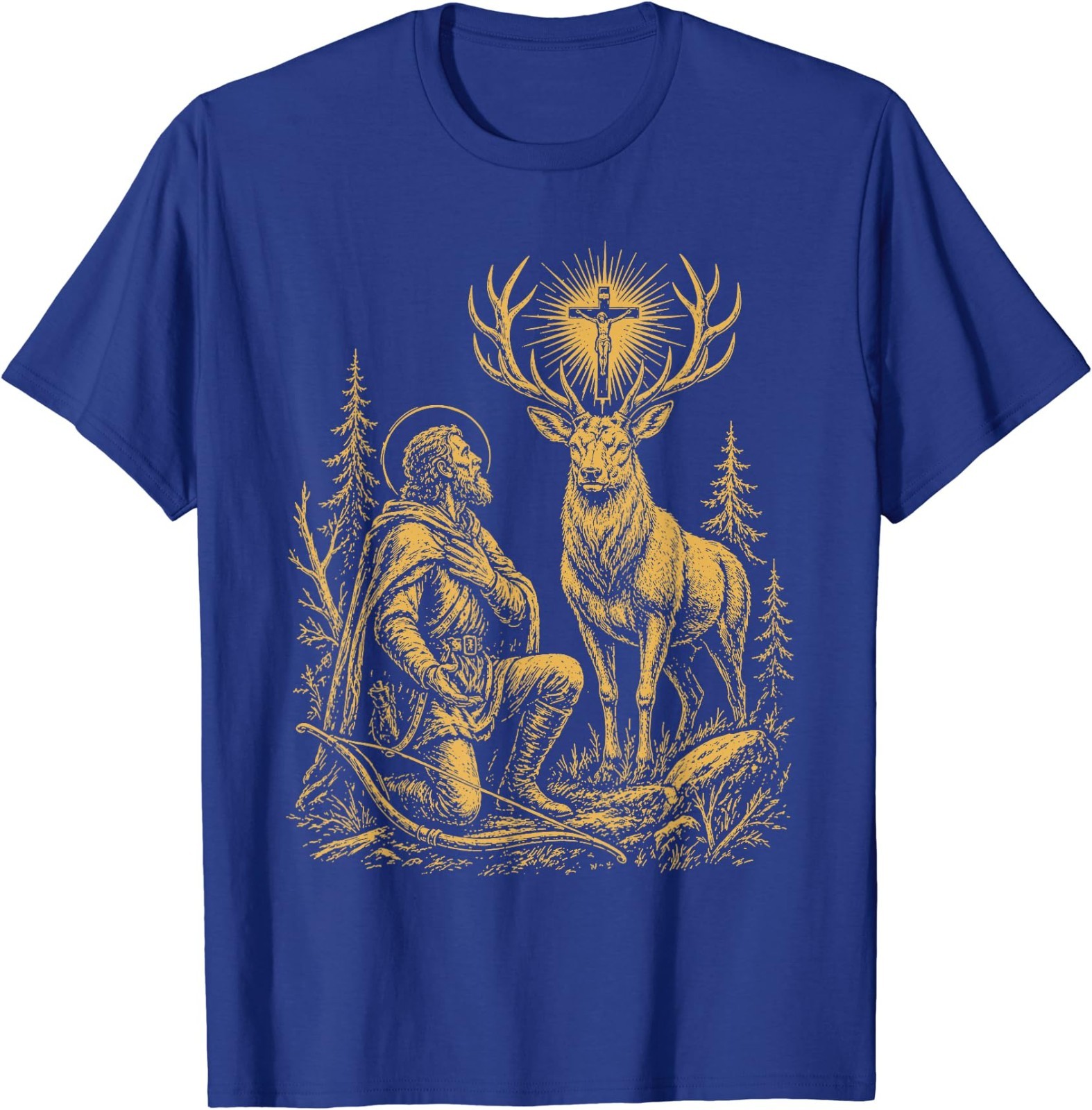 St. Hubert and the Stag Christian Hunter Vision Art T-Shirt gallery