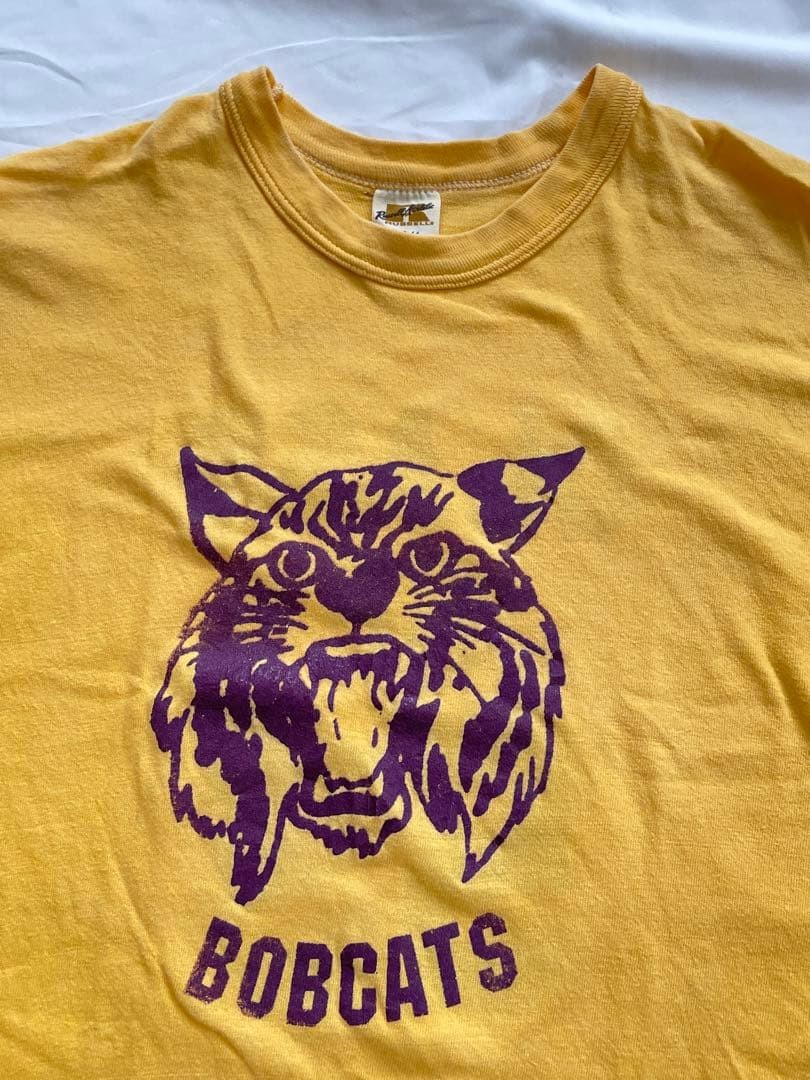 70s Russell Athletic Bobcats T-Shirt Yellow Gold Tag Single Stitch Vintage M gallery