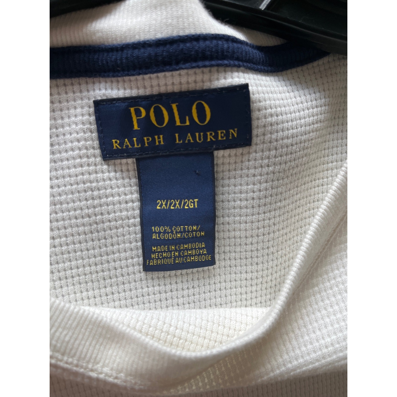 Polo Ralph Lauren Mens 2XLT White Waffle Knit Thermal Long Sleeve Shirt Tall gallery