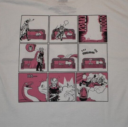 Marvel Mens Loki & Thor With Cat & Dog Manga Graphic White Shirt New XS-3XL gallery