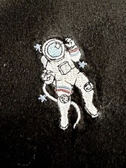 Medium NASA Embroidered Astronaut T Shirt, Black Eighty Eight Brand
