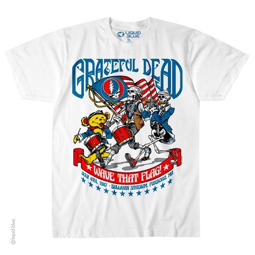 GRATEFUL DEAD-4TH OF JULY-1987-Foxboro, MA-WAVE THAT FLAG-T-SHIRT S-M-L-XL-2X-5X gallery