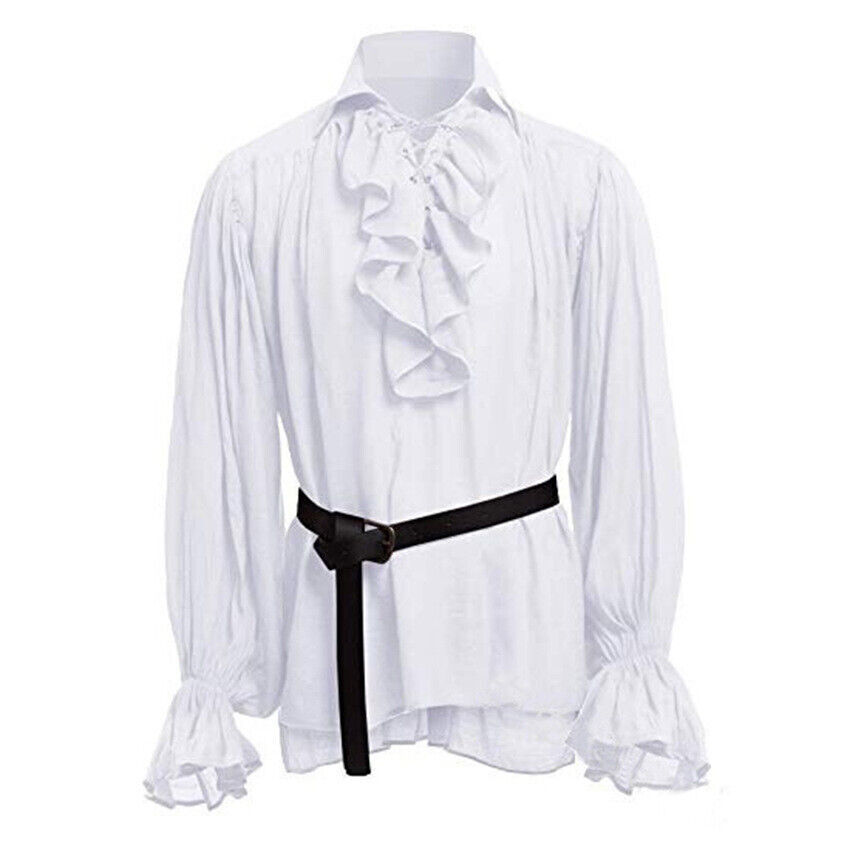 18th Century Men Medieval Renaissance Pirate Duke Long Sleeve Tops Blouse Shirt gallery