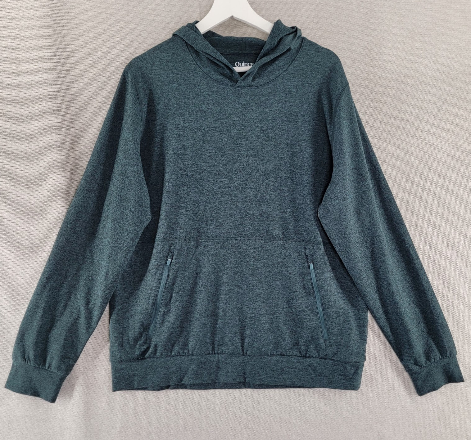 Quince Mens Hoodie Flowknit Performance Pullover Shirt Size Large Heather Green gallery