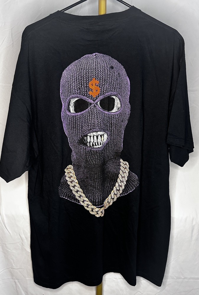 Nova Men No Face Or Case T-Shirt Mask Gold Chain Short Sleeve Tee NWOT Black XL