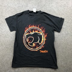 Vintage Thundercats Shirt Mens Small Black Flame Logo Graphic Cartoon Tee 2000s