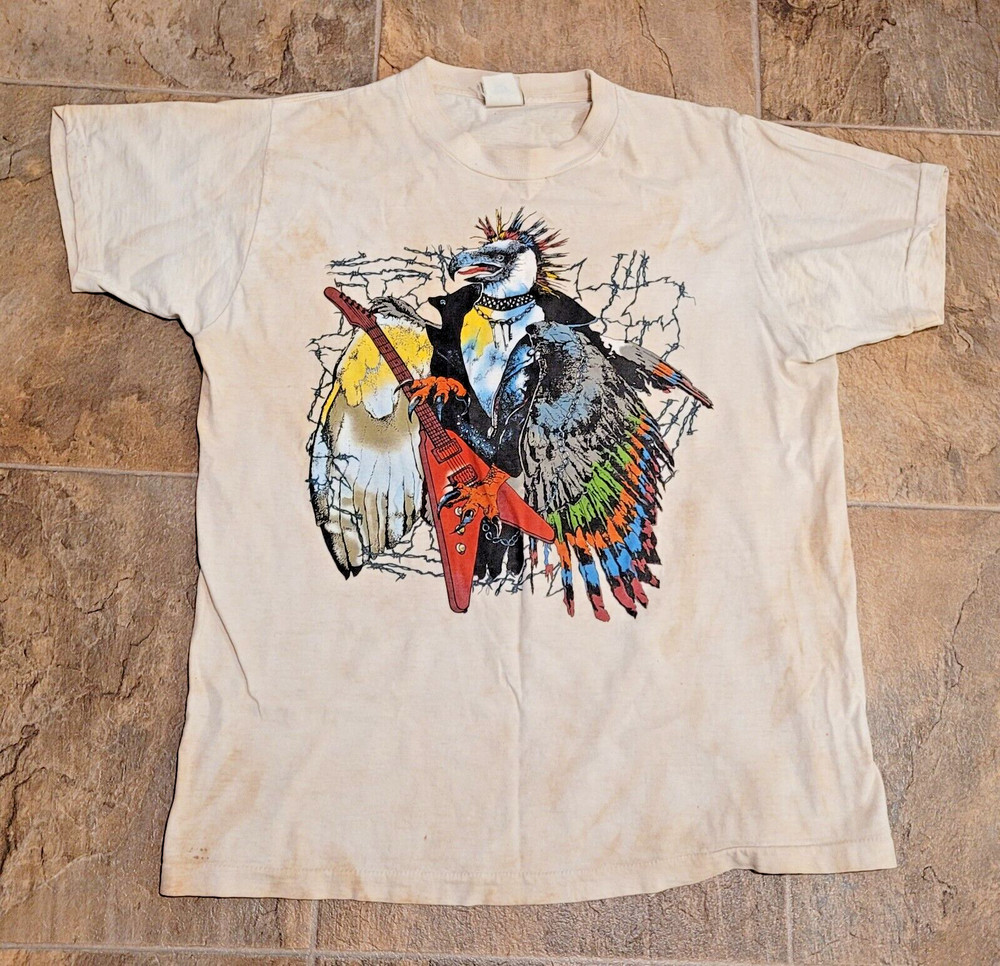 Vintage Levi’s Strauss & Co Graphic Tee 1980’s Condor Playing Guitar RARE Size M
