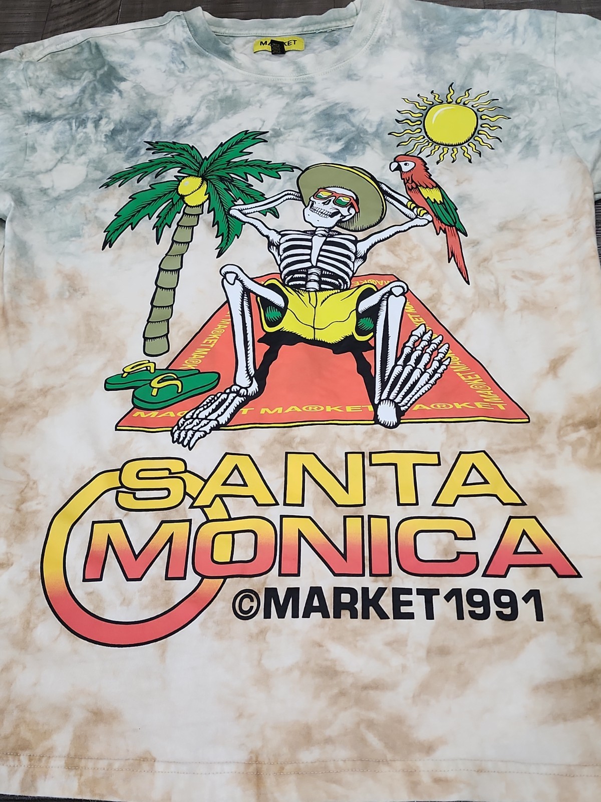 Market Santa Monica 1991 Skeleton Graphic Tie-die Short Sleeve Shirt Mens Large gallery