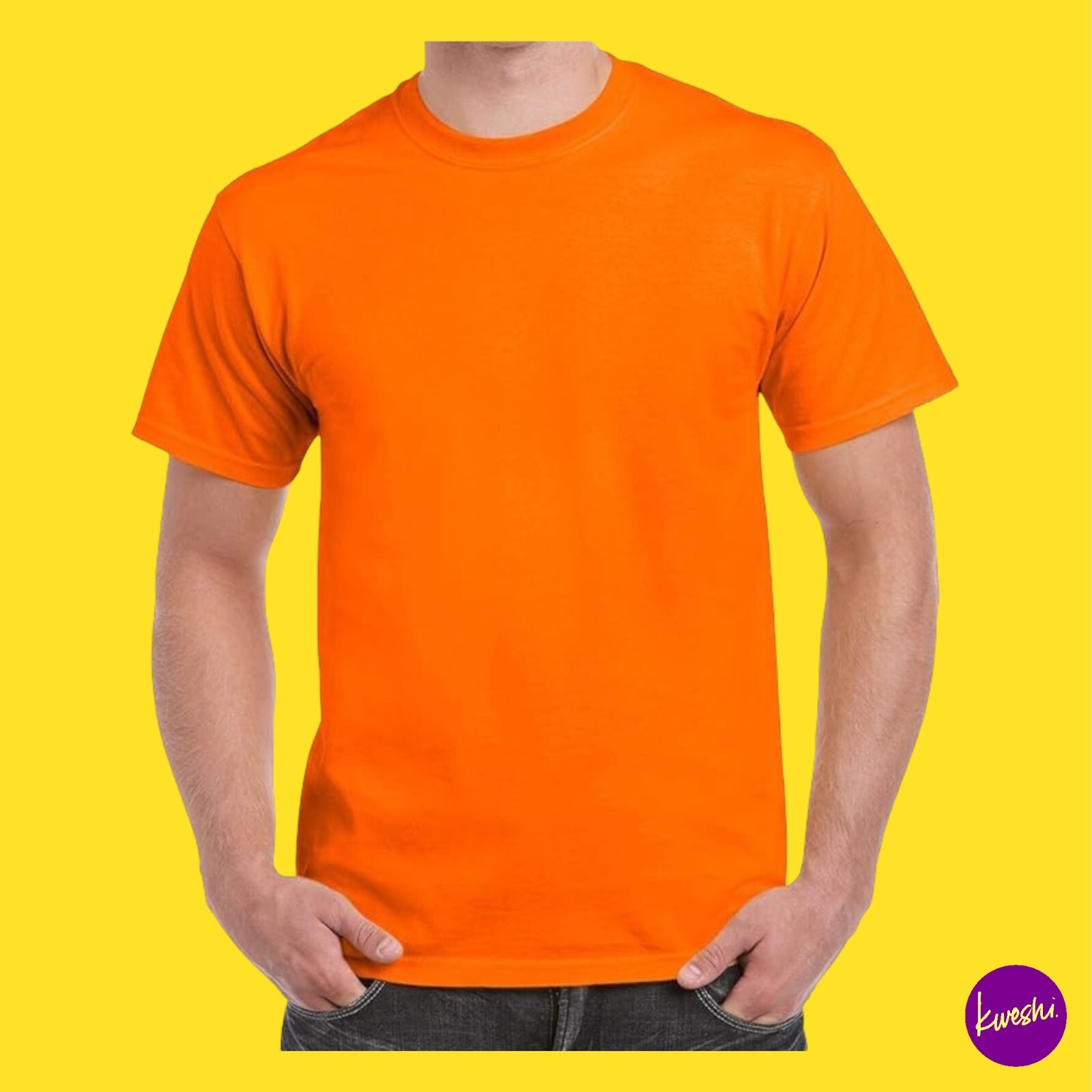 GILDAN Men’s Heavy Cotton Adult T-Shirt, 2-Pack, Midweight, Safety Orange, UK M