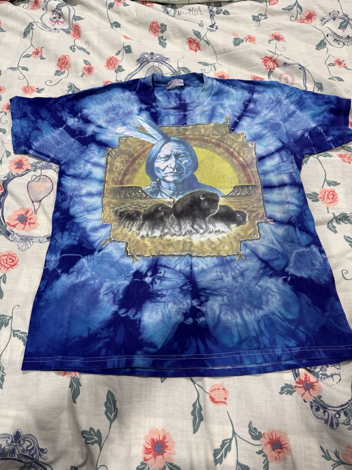 Javier Agredo Vtg '92 Tie Dye Indigenous/Four Directions Dream Catcher size L gallery