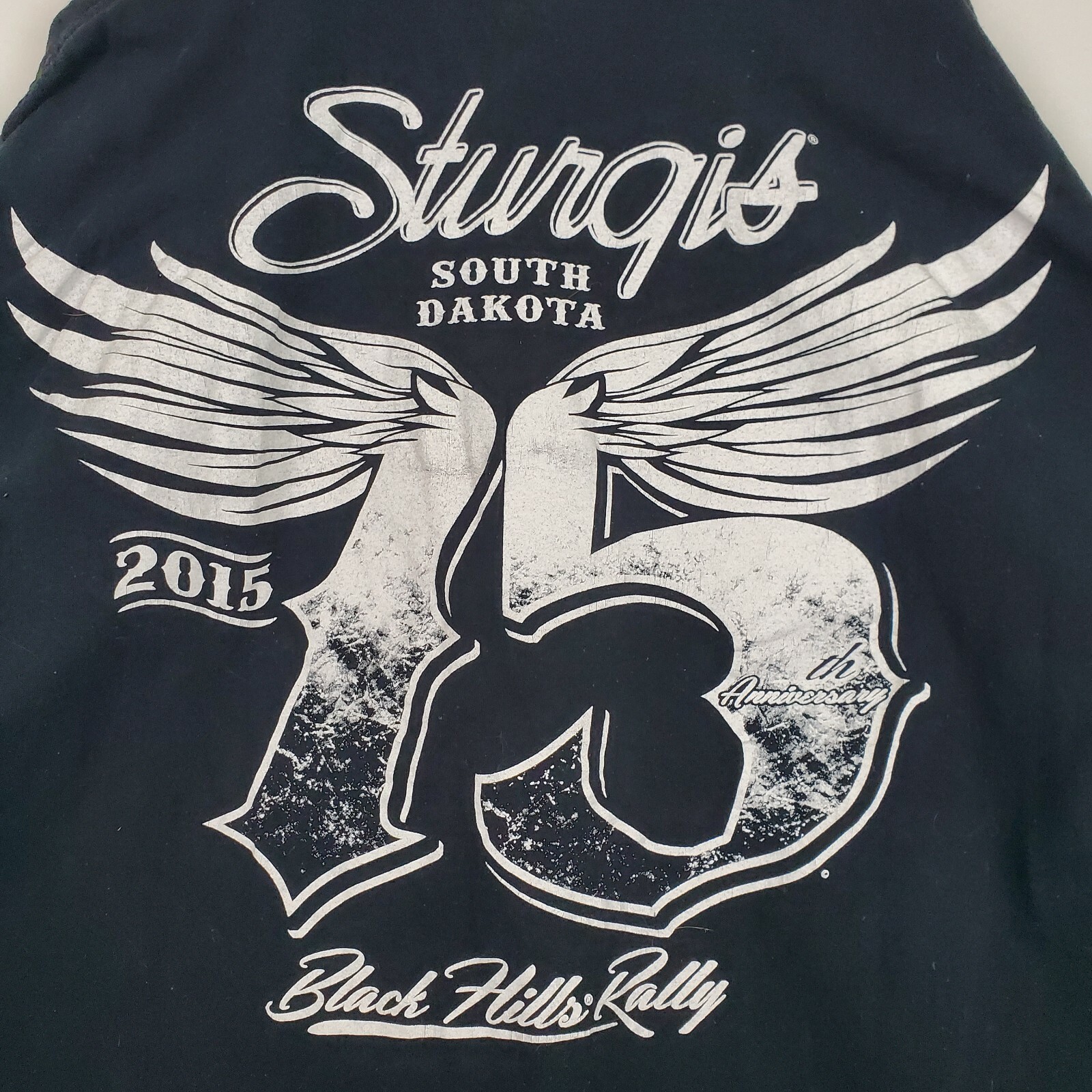STURGIS 75TH ANNIVERSARY T SHIRT 2015 BLACK HILLS RALLY MOTORCYCLE WINGS 2XL gallery