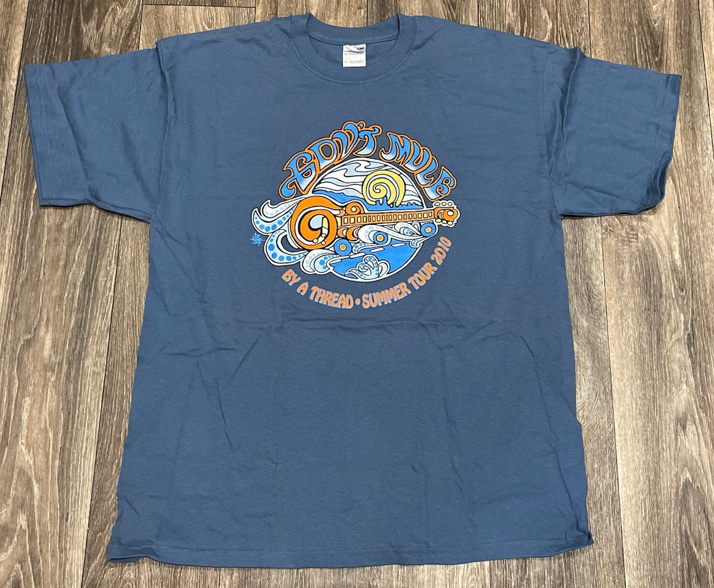 Gov't Mule Blue T-Shirt 2010 By A Thread Summer Tour Concert Government, XL gallery