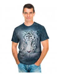 The Mountain Thoughtful White Bengal Tiger King Blue Animal Cotton Shirt S-3X