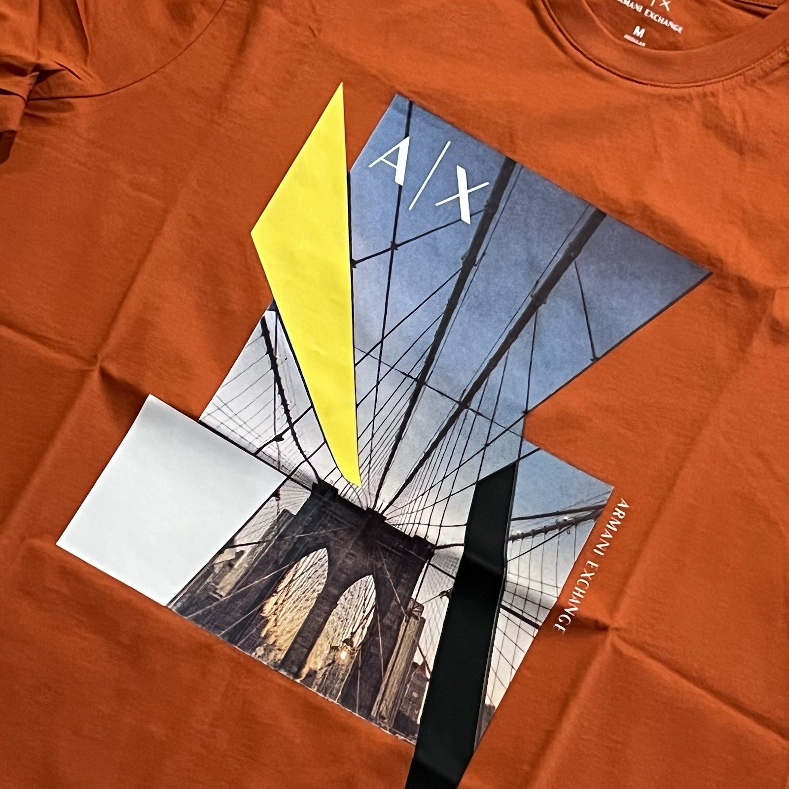 Armani Exchange Regular Fit Brooklyn Bridge Graphic Logo T shirt Ember Orange gallery