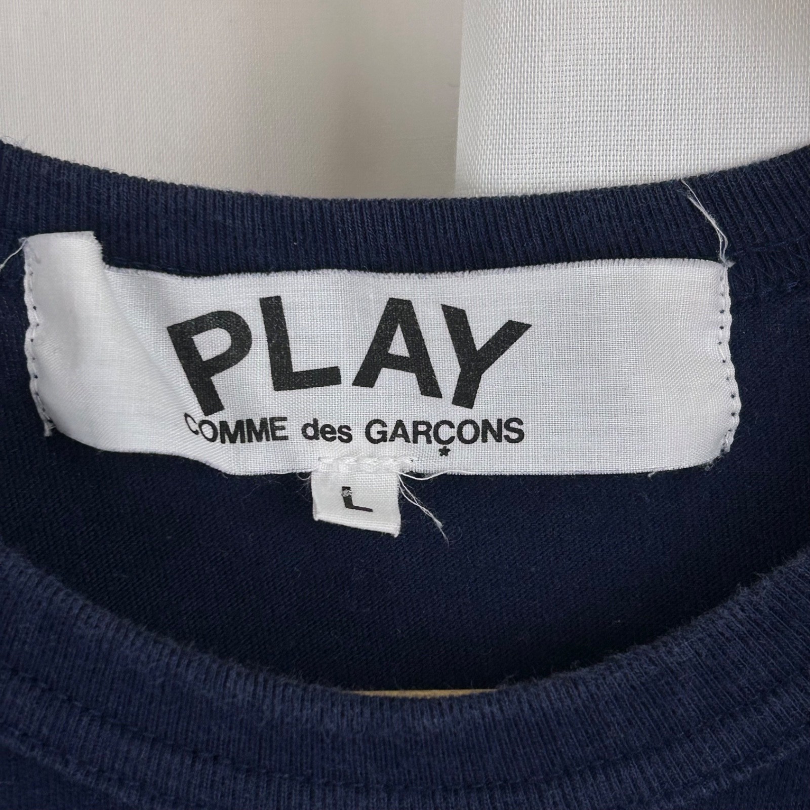 Comme des Garcons PLAY Double Hearts Embroidered Tee Navy Size L gallery