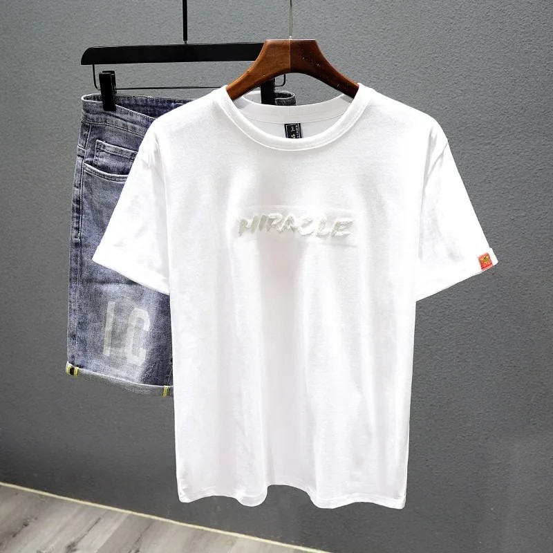 Men's Panther Embroidery Short Sleeve T-Shirt Urban Streetwear Casual Tee gallery