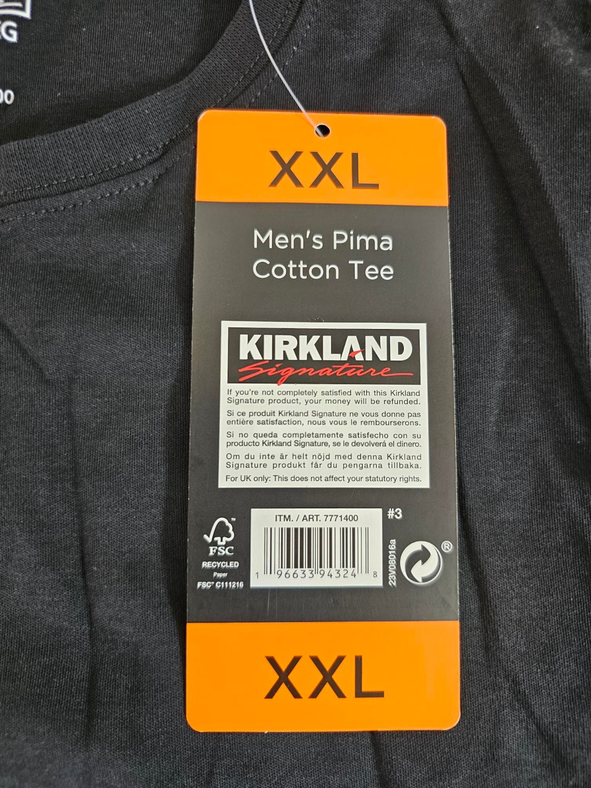 XXL / 2XL - BLACK - Kirkland Signature Men's 100% Pima Cotton T-Shirt Tee gallery