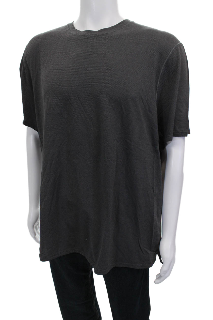 Lululemon Mens Basic Gray Geometric Crew Neck Nylon Blend T-Shirt Size XL gallery