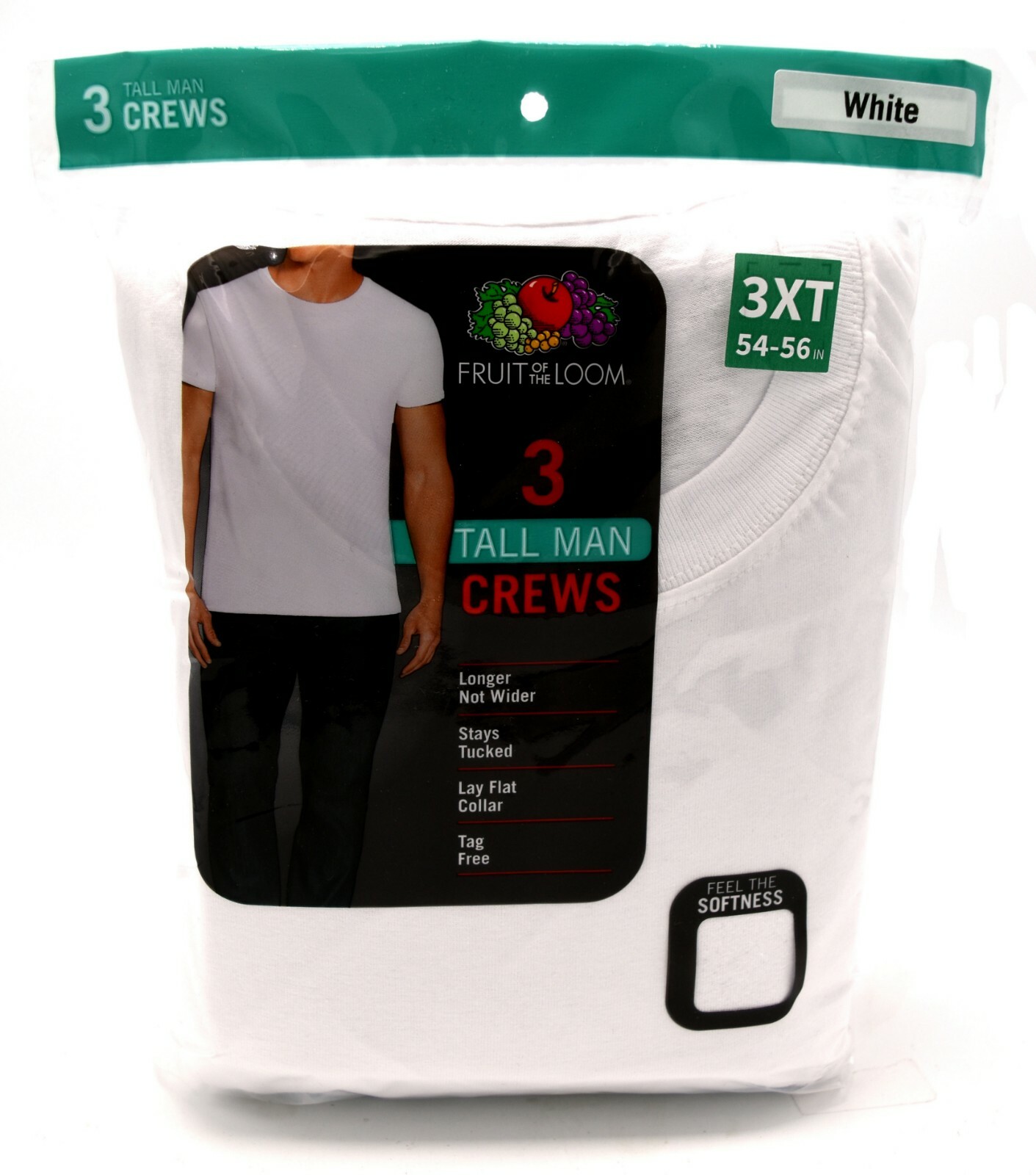 3 White Tall Man 3XT 54-56 Inch Crew Neck T-Shirts Fruit Of The Loom 137-142 CM gallery