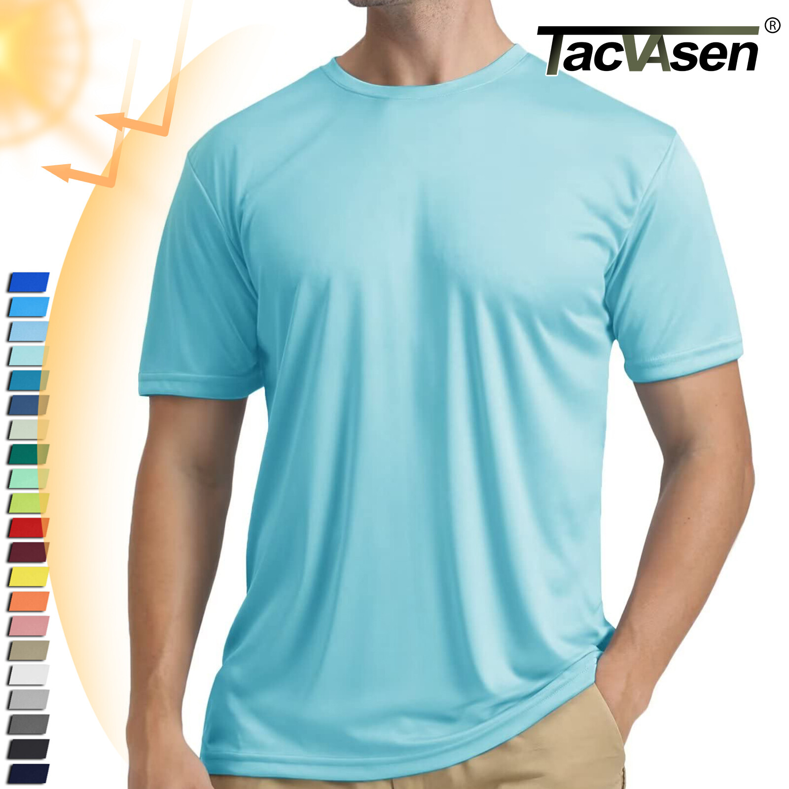 UPF50+ Men's UV Shirts Skin Protection Summer Short Sleeve Water Sport Casual T gallery