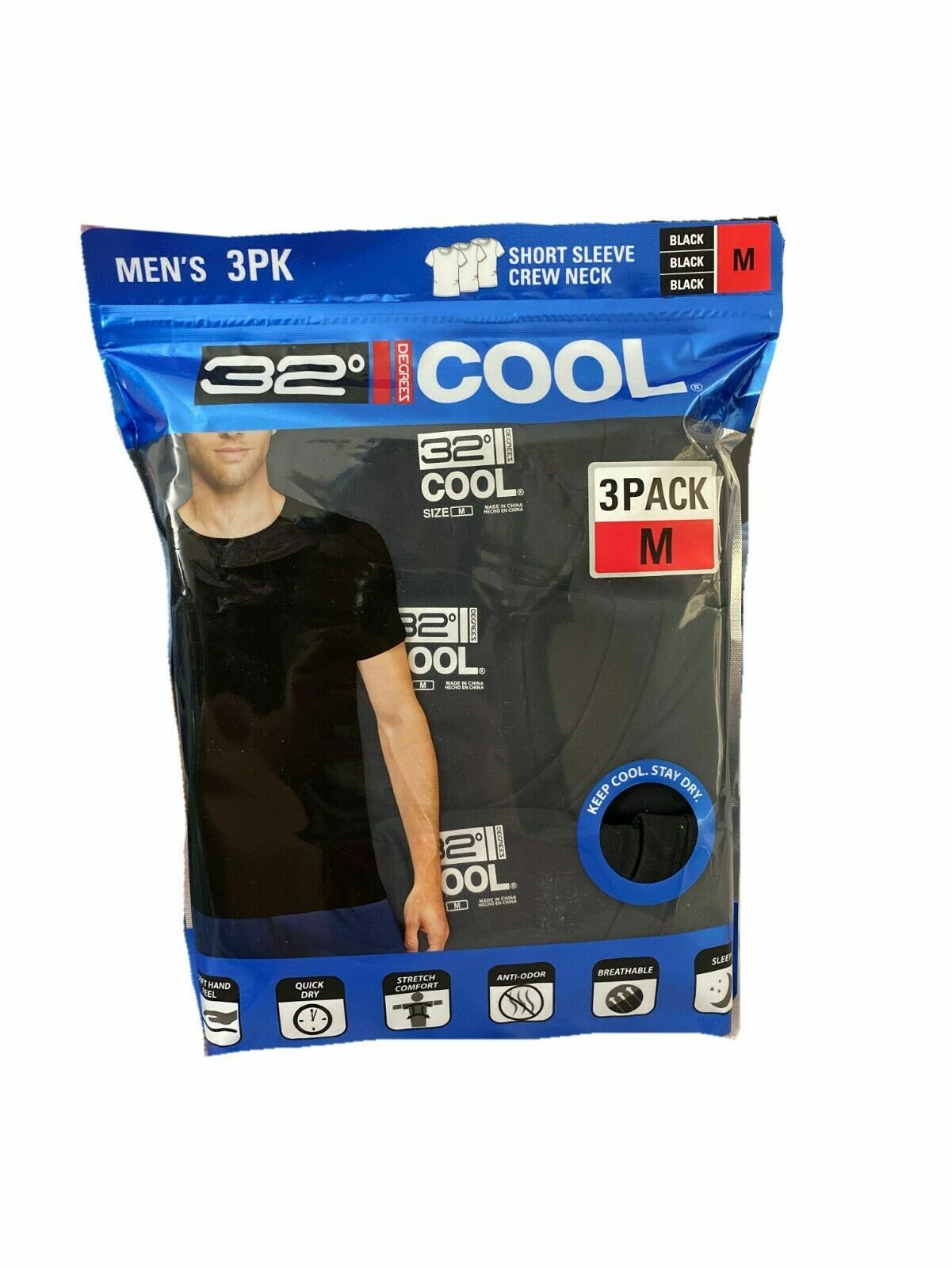 32 Degrees Cool Men's 3 Pack Short Sleeve Crew Neck Shirt -Medium & Large - P-7 gallery