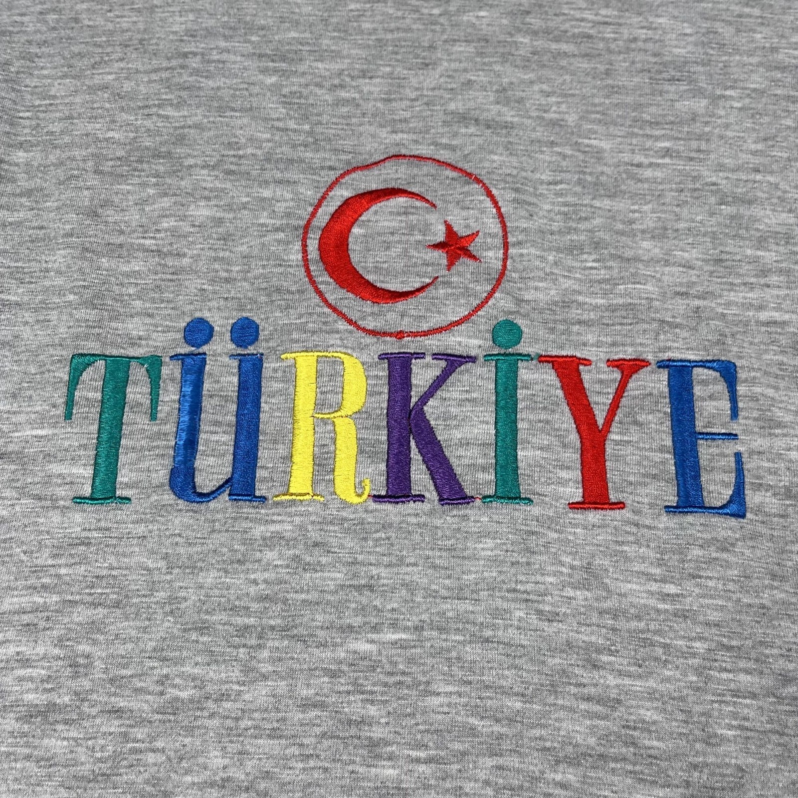 VTG Turkiye / Turkey Embroidered Grey T-Shirt Sz XL gallery