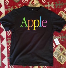 Apple Employee Store T-Shirt Black Multicolor Wordmark Logo Size Large NWT
