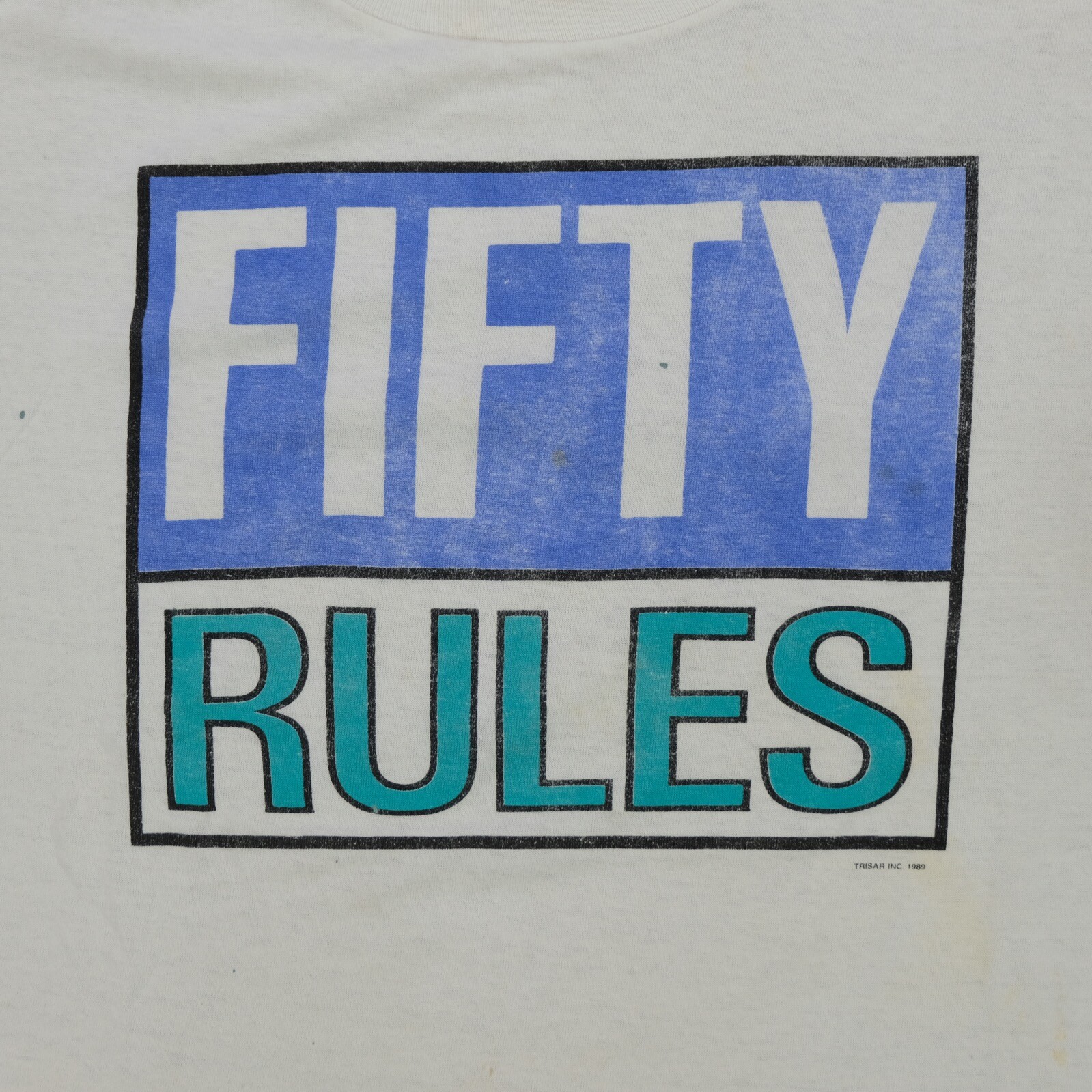 Rare Vintage TEEJAYS Fifty Rules 1989 Single Stitched T Shirt 80s Senior Humor L gallery