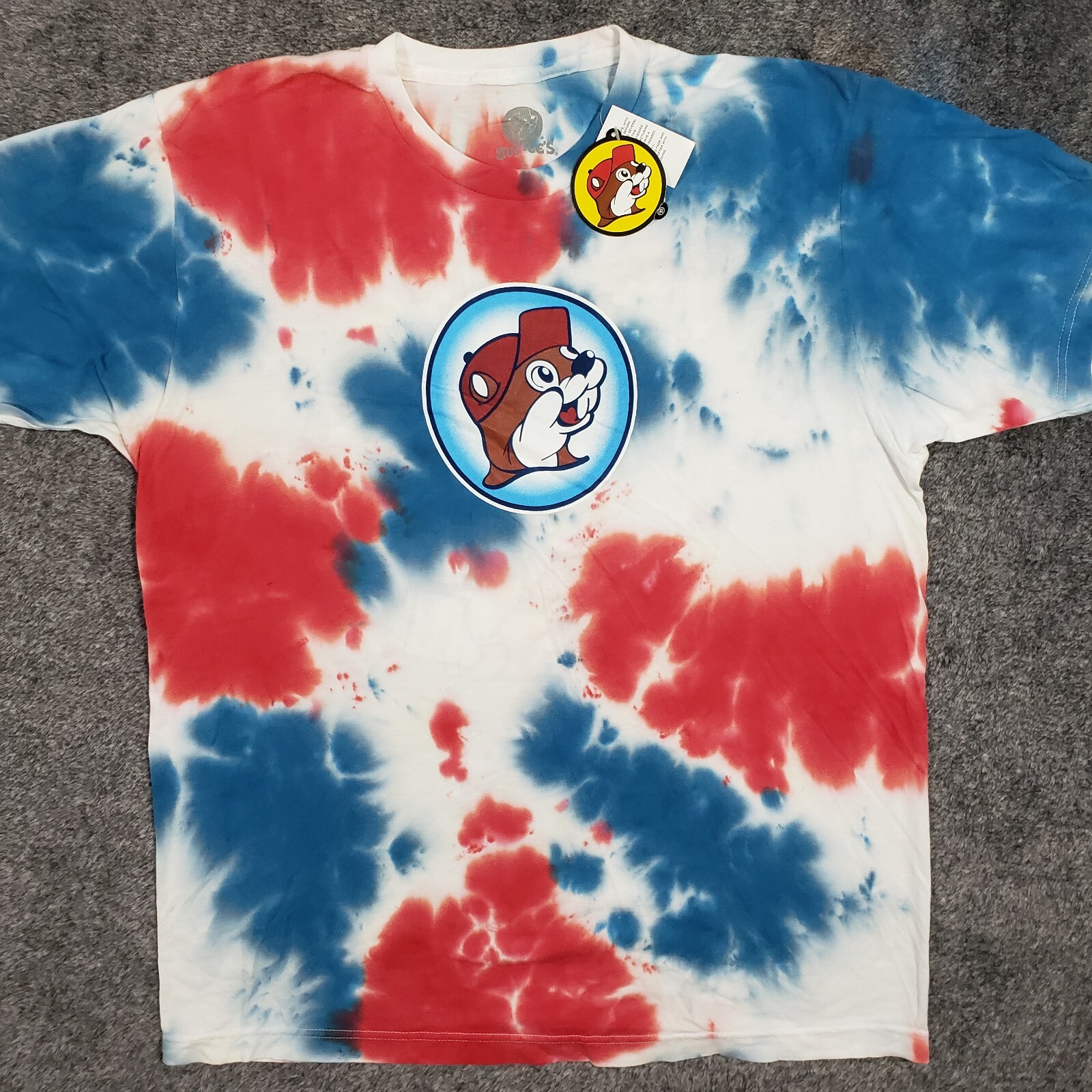 Bucees T-Shirt Large Tie Dye 4th of July Let's Get Poppin Red White Blue USA gallery
