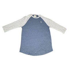 Abercrombie & Fitch Blue Grey Raglan Baseball Tee Iconic Moose Sz M Y2K
