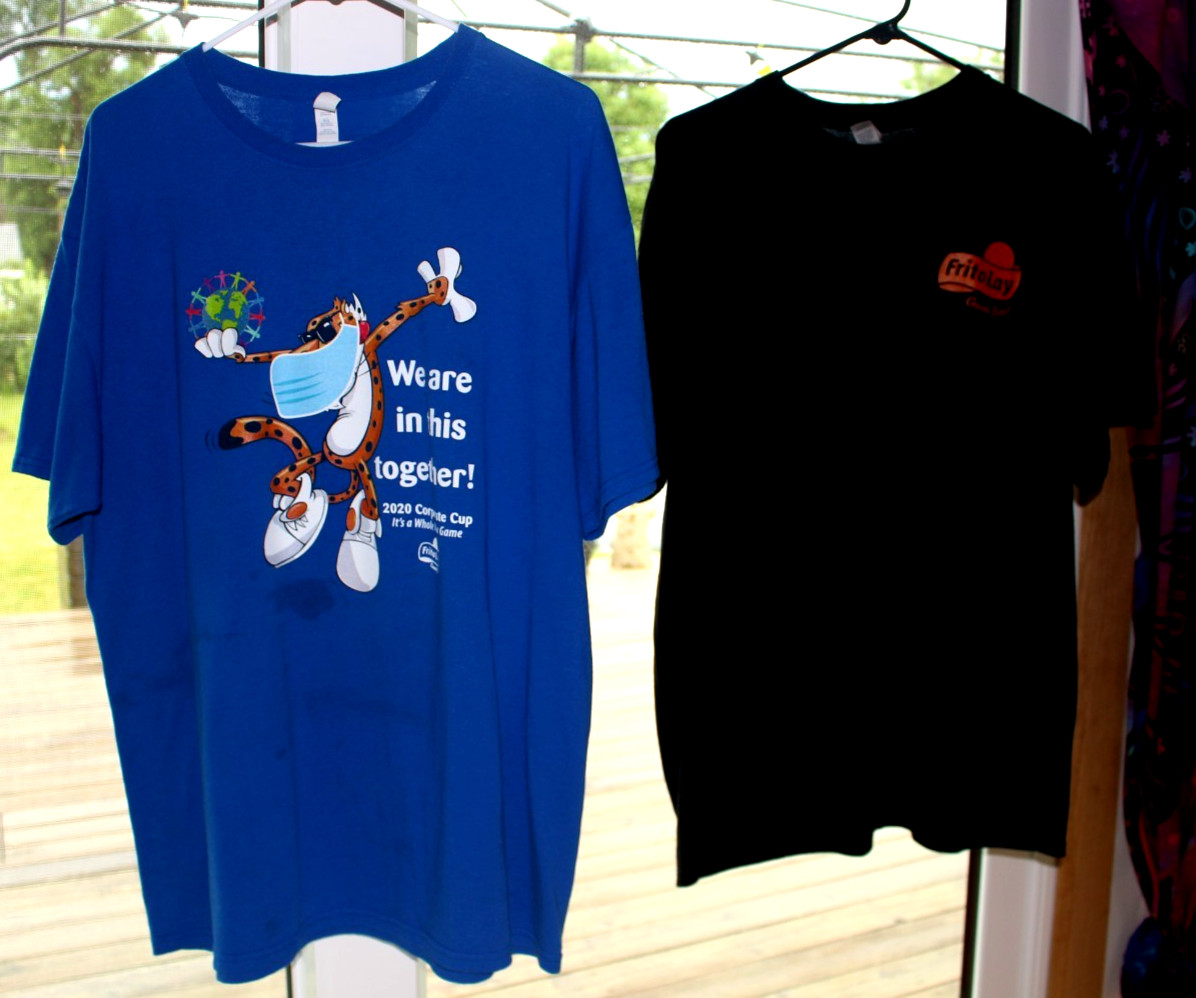 Frito Lay Lot (2) XL T-shirts Both feature Chester Cheetah Black & Blue gallery