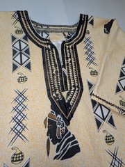 Shirt Pullover L Broadcloth SS Dashiki Aztec Aborigine Pockets