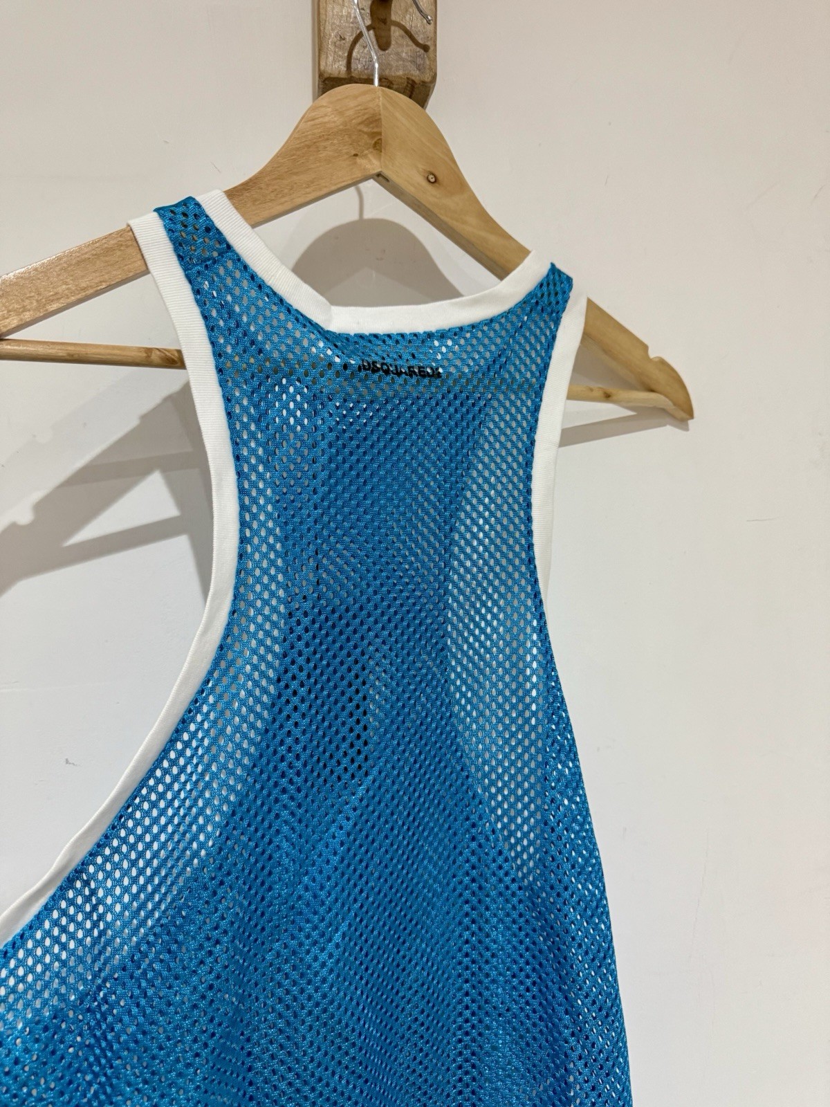 NWT Dsquared2 Men's Runway Blue Mesh Muscle Racer Back Vest Tank Top Size M gallery