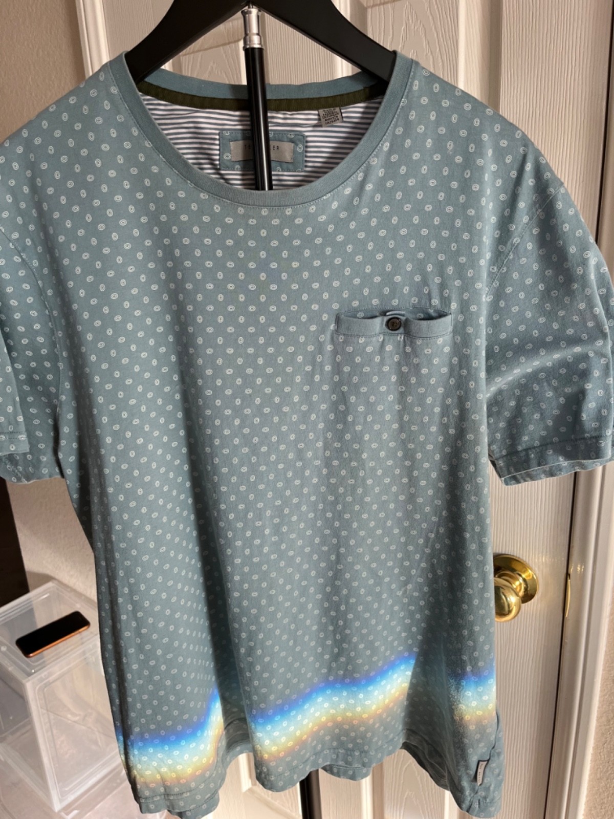 Ted Baker London High Quality One Pocket Light Blue Tshirt Size 6 Loose Fit gallery
