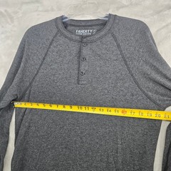 FAHERTY Cloud Cotton Men Medium Charcoal Gray Long Sleeve Henley Shirt