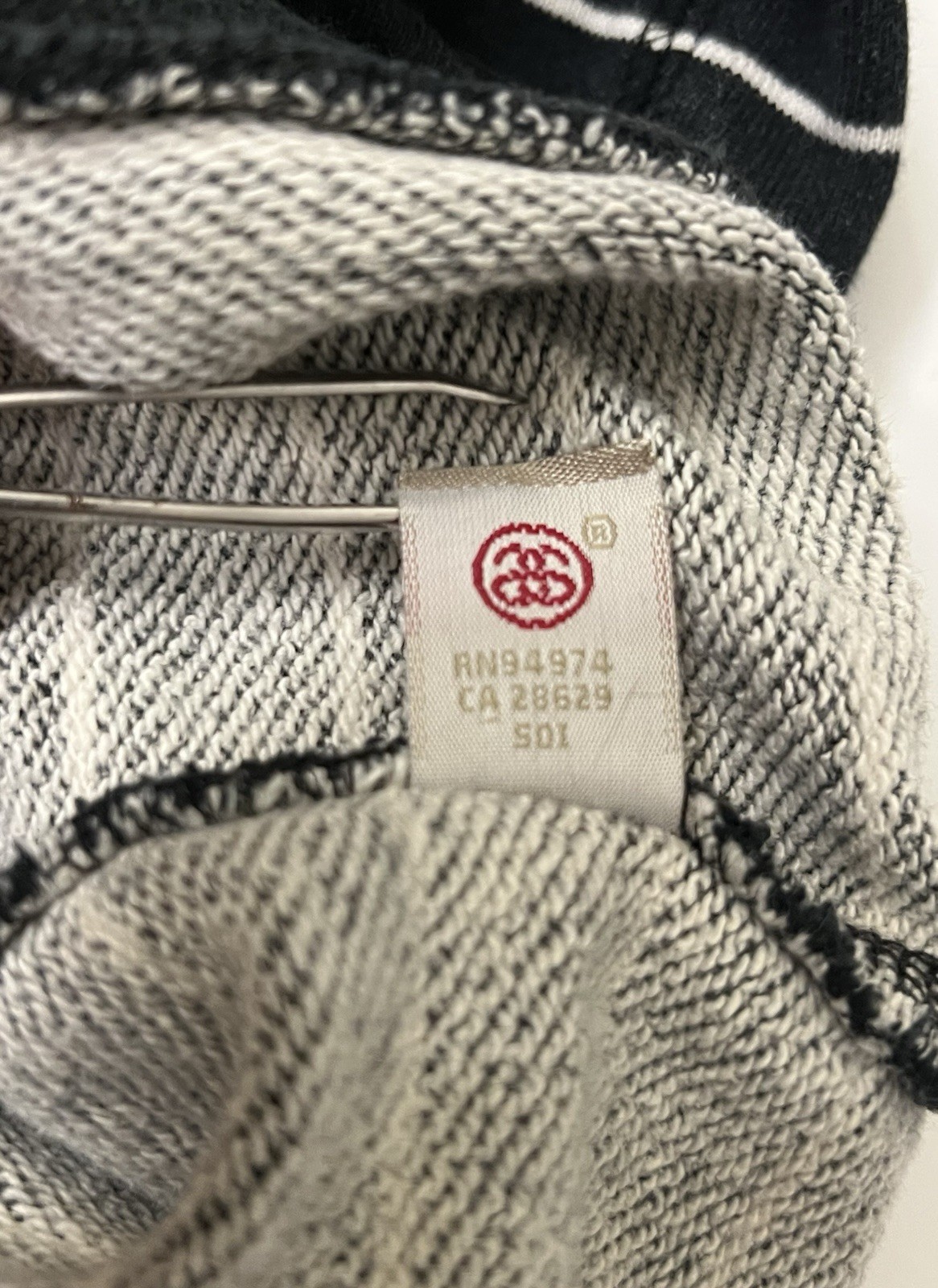 Y2K Stussy Micro Stripe Crewneck Sweatshirt Black White Vintage Size Medium gallery