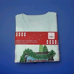 Men’s Blue Light weight Knit Short sleeve Graphic Christmas T-shirt ( Size: 2XL