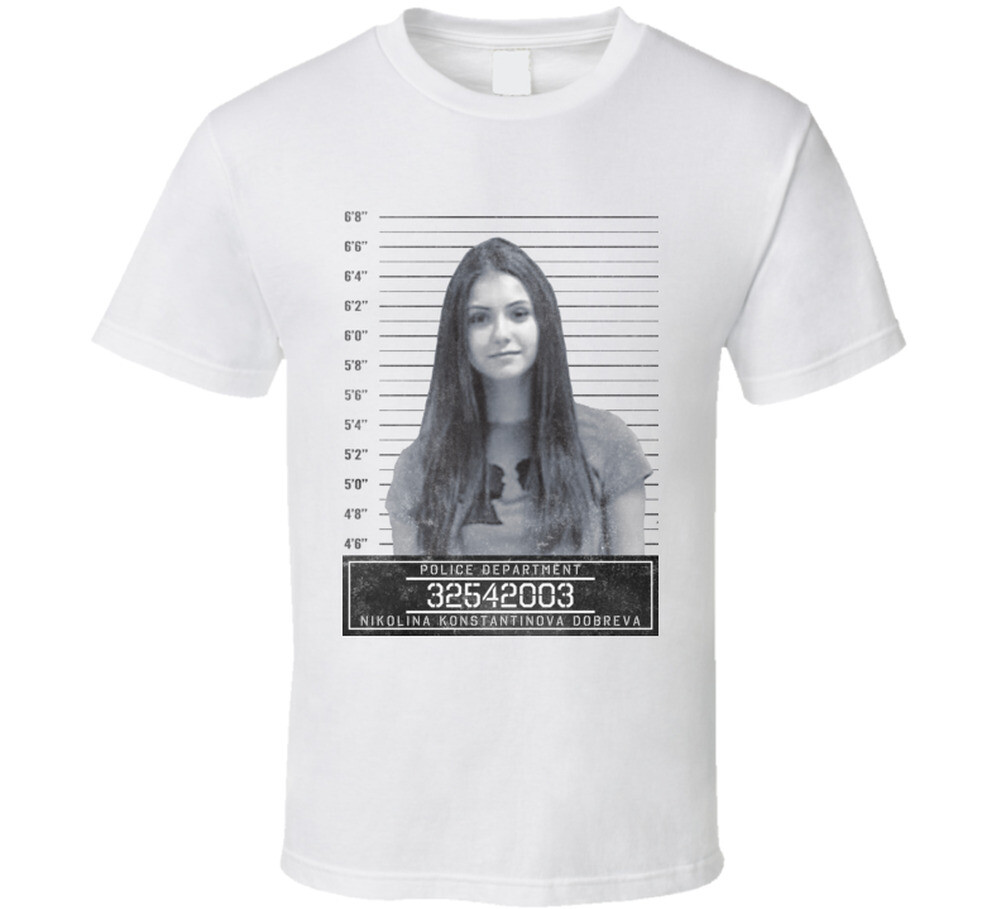 Nina Dobrev Celebrity Mugshot Police Department T Shirt gallery