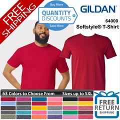 Gildan Men Softstyle T-Shirt Cotton & Blends Short Sleeve Up To 5XL 64000b