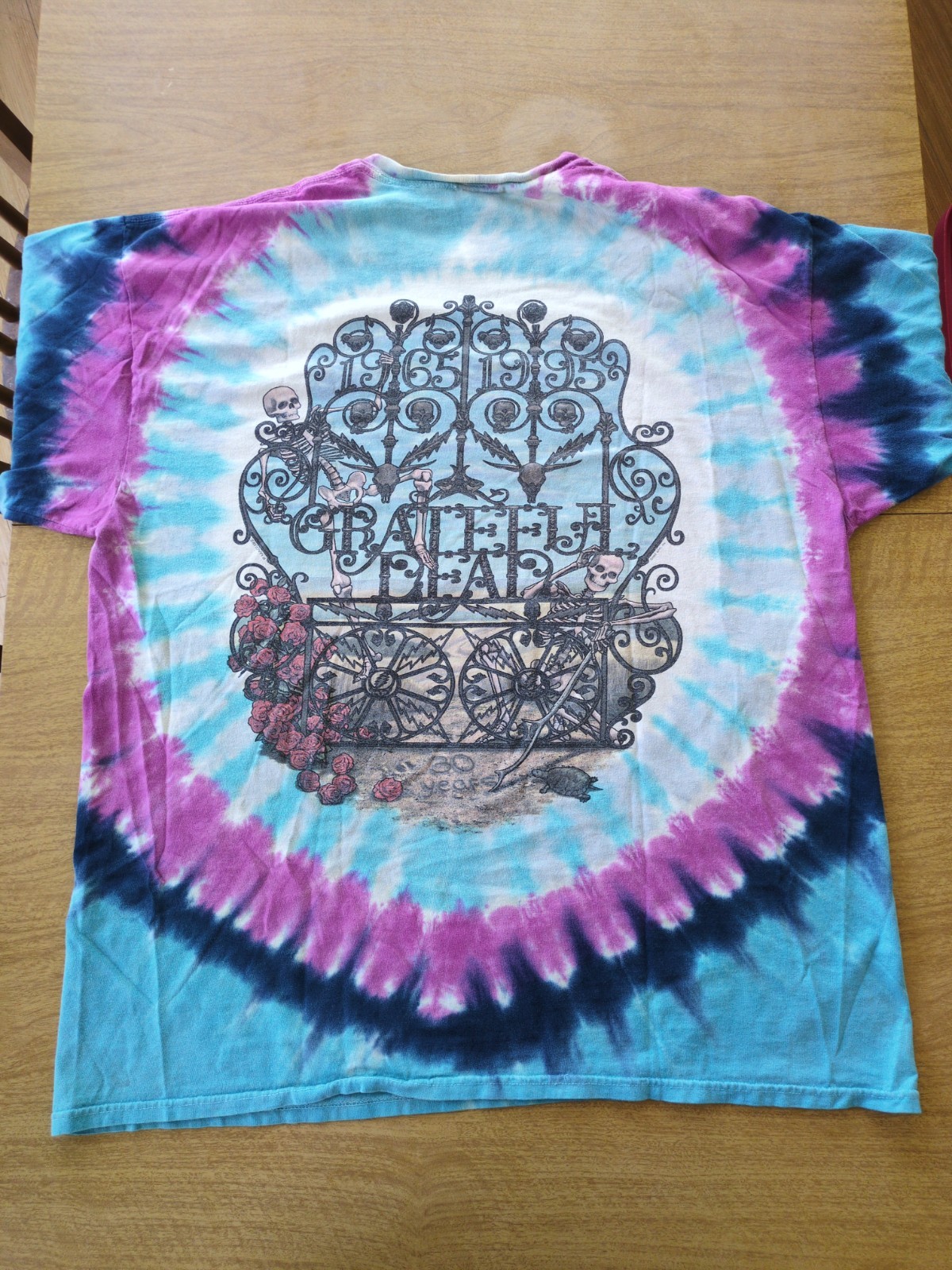 Grateful Dead Liquid Blue 1965 1995 TieDye T‑Shirt XXL Vintage Roses Skull gallery