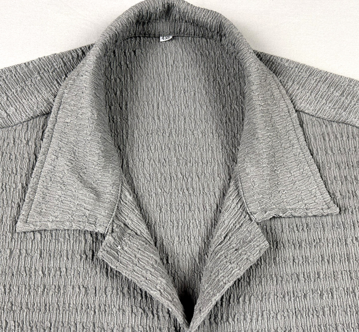 Men’s 4XL Gray Textured Fabric Shorts Sleeve T-shirt Soft Corrugated Stretch gallery