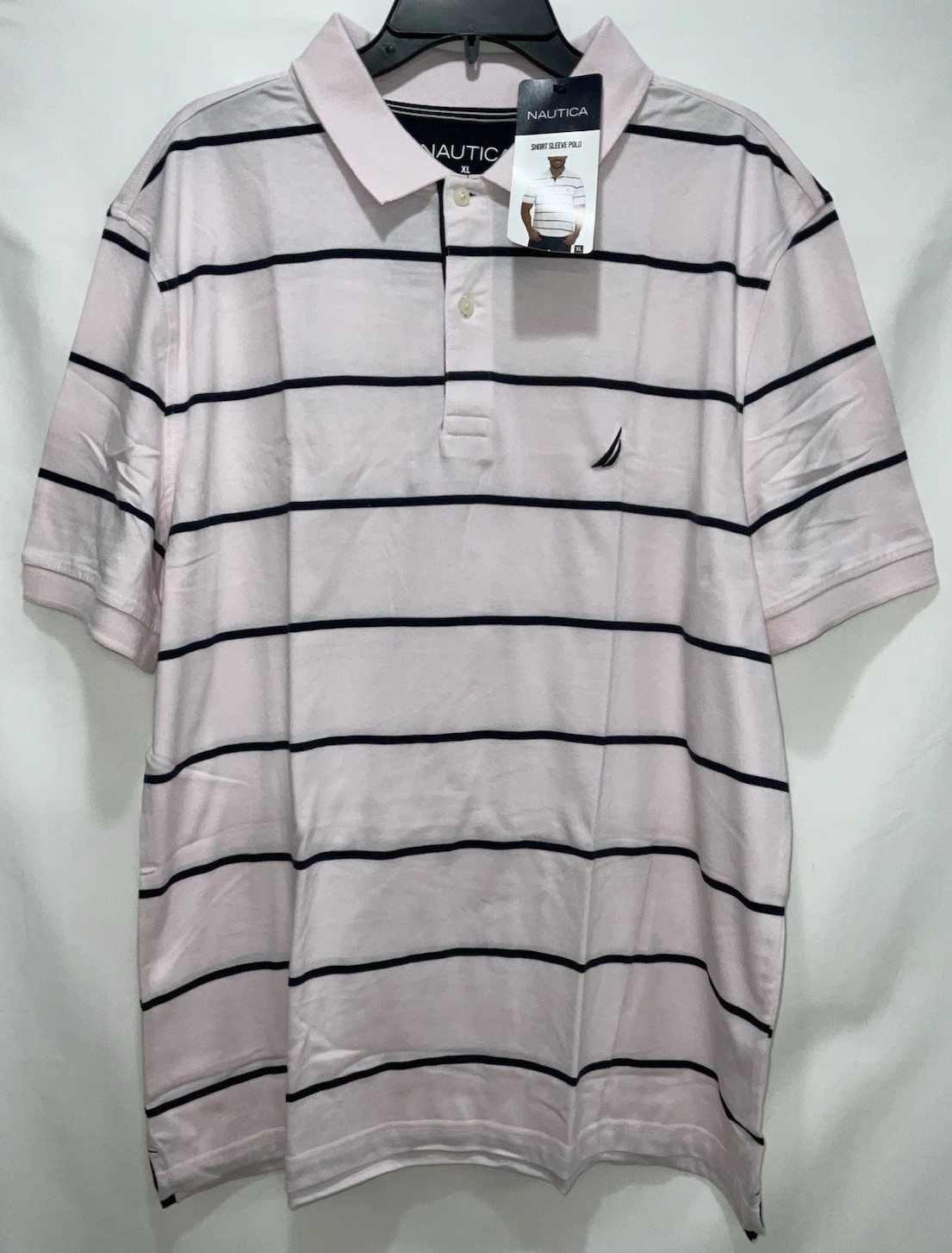 Nautica Men’s Polo Shirt (Size XL) Cradle Pink, Striped, Logo