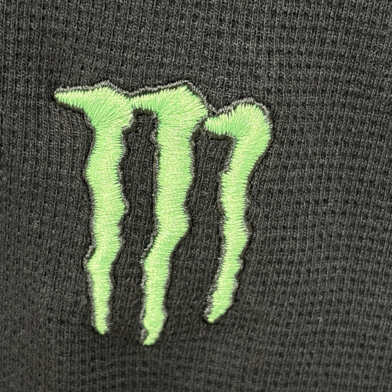 Monster Energy Waffle Knit Thermal Shirt Mens XL Black Long Sleeve Embroidered gallery