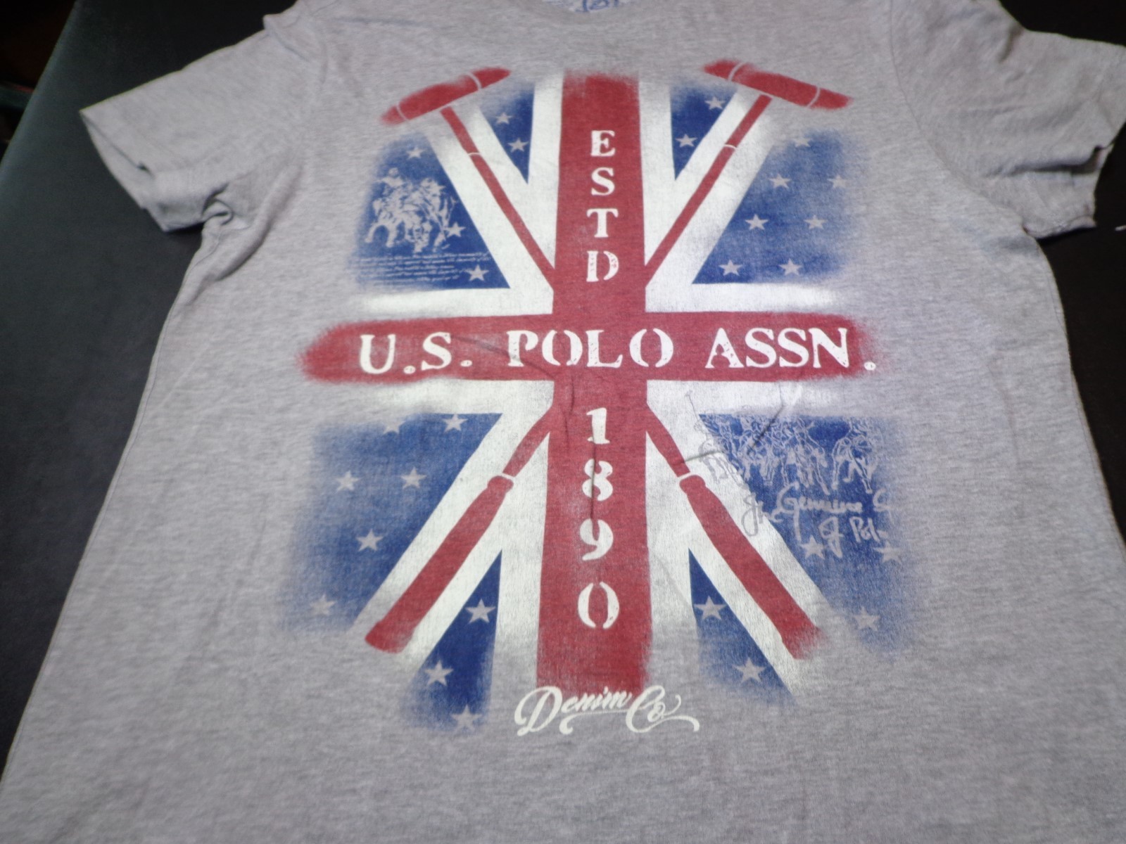 U.S. POLO ASSN DENIM JEAN COMPANY UNION JACK FLAG LOGO T SHIRT MEDIUM B7 gallery
