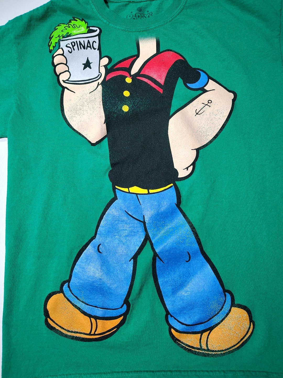 2000s Y2K 2010 Popeye Spinach Cartoon All Over Print Licensed T-Shirt M gallery