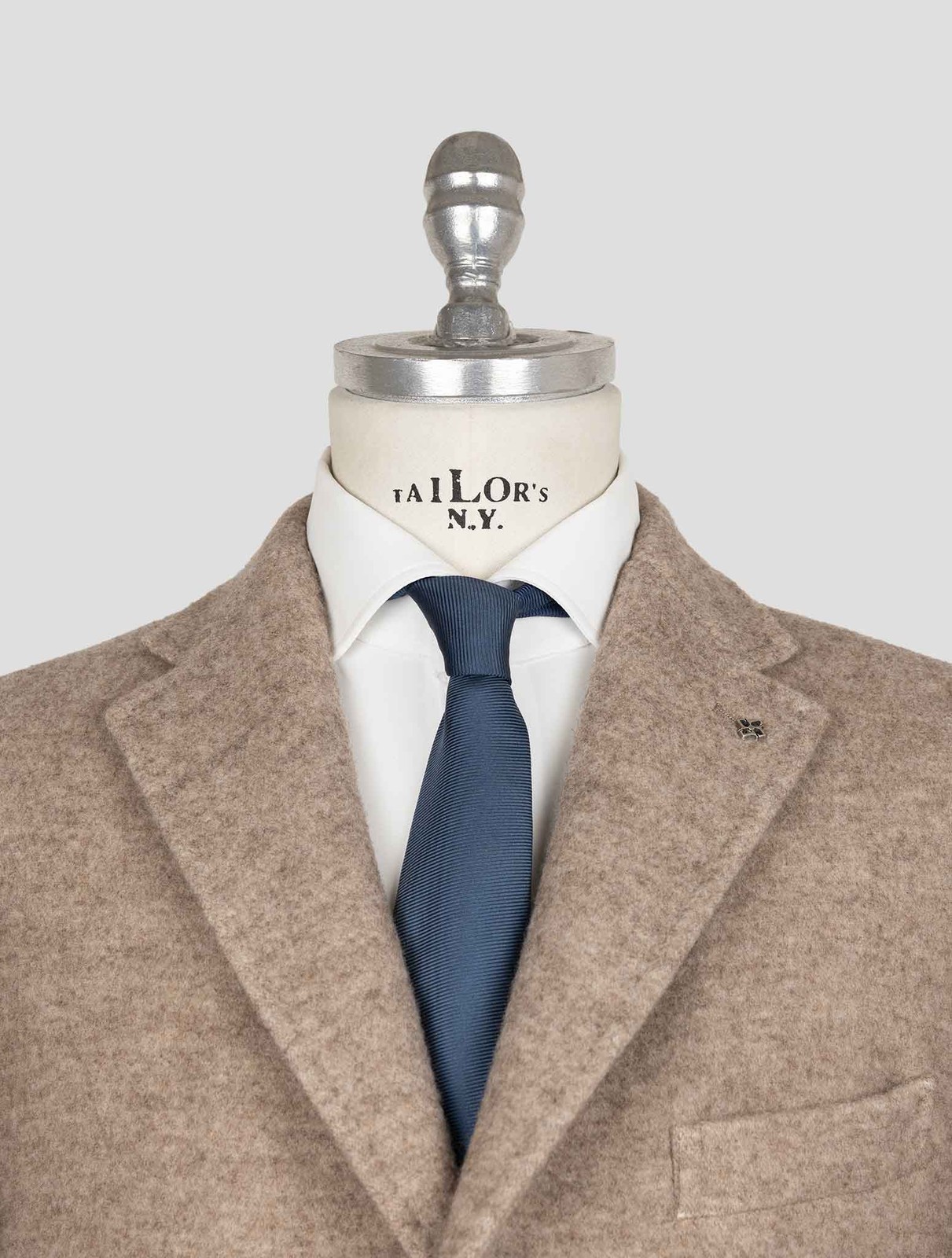 NEW TAGLIATORE BEIGE VIRGIN WOOL CASHMERE OVERCOAT US 46 - EU 56 TCE3 gallery